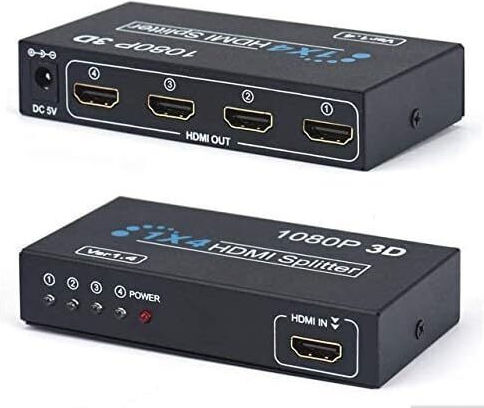 Hdmi Splitter 1x4 High Definition Distributor 1 Input 4 Outputs 2k 3d 1080p 901010