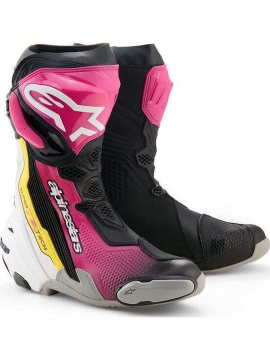 Alpinestars Supertech R V2 Ανδρικές Μπότες Black/Pink/White/Yellow
