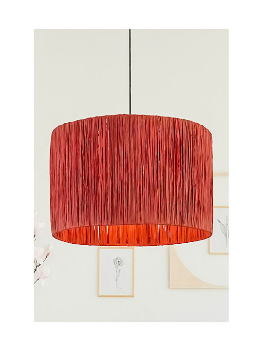SteweHome Deckenleuchte Boho Modern Mit Naturpapier Ráfia Rot 35x60cm
