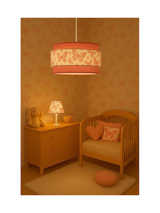 SteweHome Kids Ceiling Light Butterfly Girl Pink 25x60cm