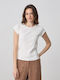 Damen Bluse Kurzärmelig Weiß