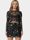 Women's Long Sleeve Black Crop Top