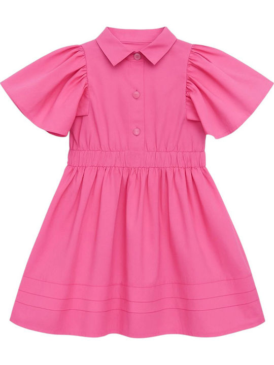 Naida Mädchenkleid Kurzärmelig Fuchsie