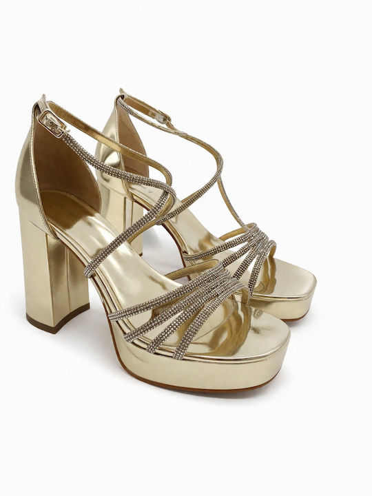 Tulipano Damen Sandalen mit Strass Gold