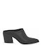 Leather Mules with High Heel in Black Colour