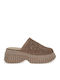 Suede Mules With High Heel In Brown Colour