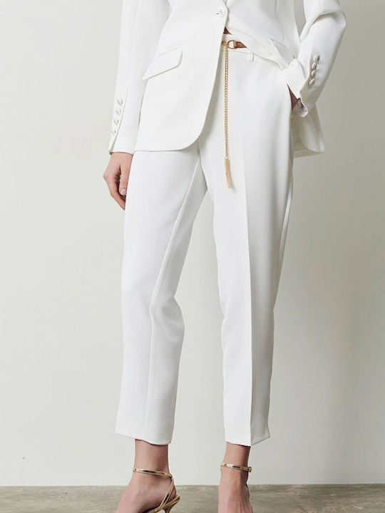 BSB Women's Crepe Trousers in Regular Fit White