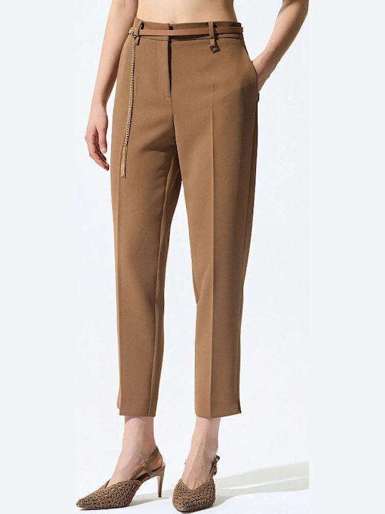 BSB Women's Crepe Trousers in Regular Fit Choco...