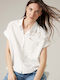Short Sleeve Women's Shirt White Floral