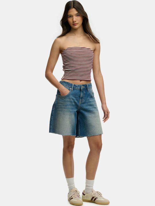 Superdry Mid Rise Women's Jean Bermuda Blue