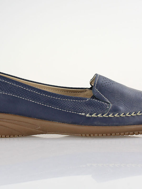 Leather Women's Loafers in Blue Colour