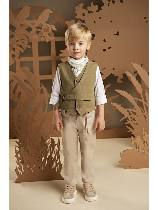 Baby Bloom Baptism Suit with Vest for Boy Khaki