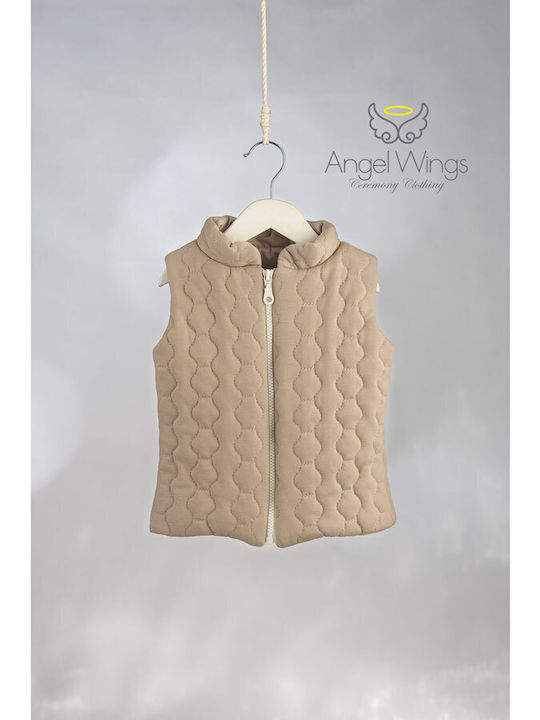 Angel Wings Baptism Vest for Boy Beige