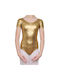 Kids' Dancewear Short Sleeve Dance Bodysuit Gold Cotton