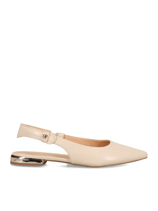 Γυναικείες Μπαλαρίνες Slingback με Λουράκι σε Μπεζ Χρώμα