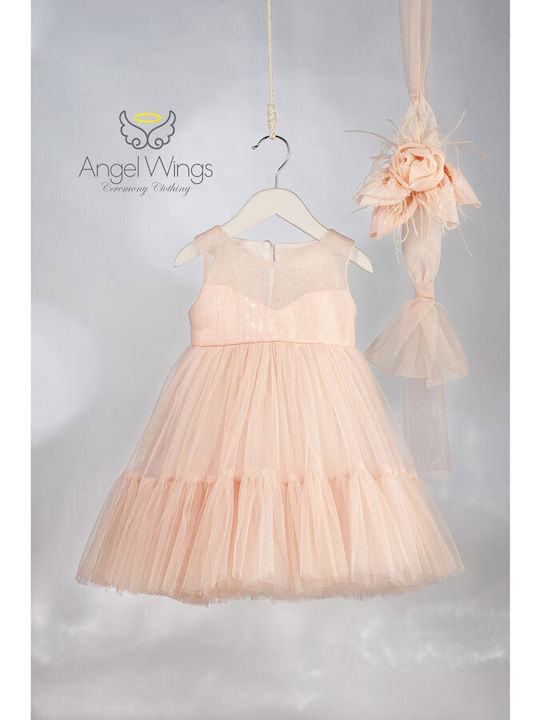 Angel Wings Pink Baptism Dress