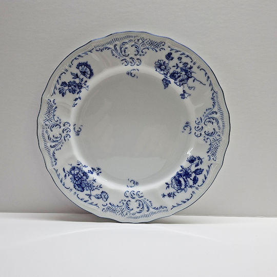 Flower Πιάτο Γλυκού από Πορσελάνη Μπλε 19cm