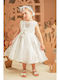 Baby Bloom Λευκό Φόρεμα Βάπτισης από Τούλι
