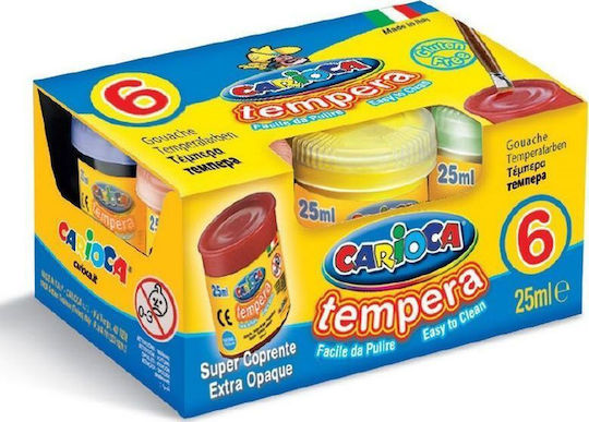 Carioca Τέμπερες Ζωγραφικής Πολύχρωμες σε Βαζάκι 25ml 6τμχ