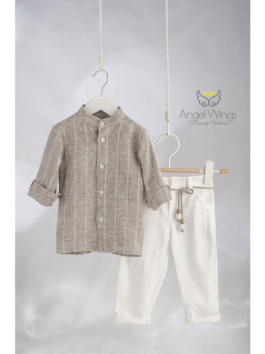 Angel Wings Βαπτιστικό Κοστούμι για Αγόρι Μπεζ