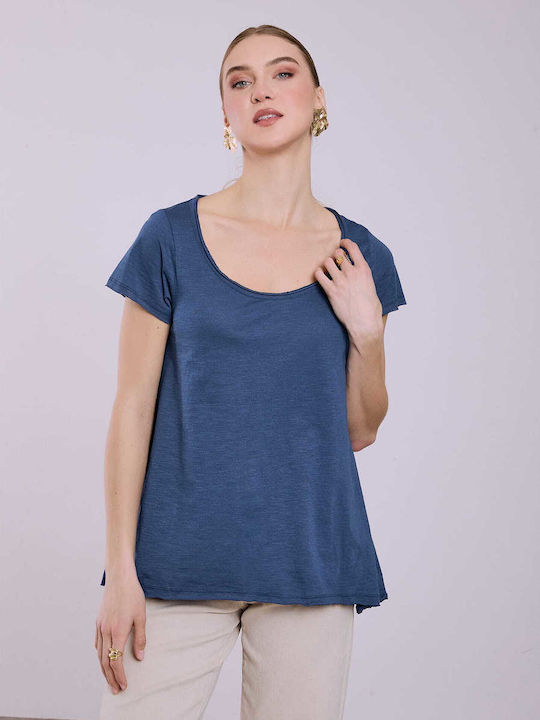 Celestino T-shirt Curved Hem Loose Fit Blue