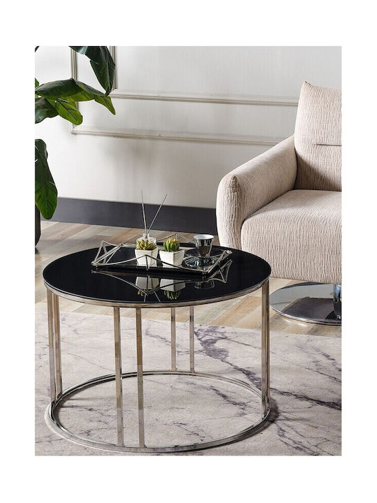Stewehome Masă De Cafea Modernă Cu Oglindă Fumurie Și Picioare Metalice Argintii - Oglindă Fumurie 70x70x45cm