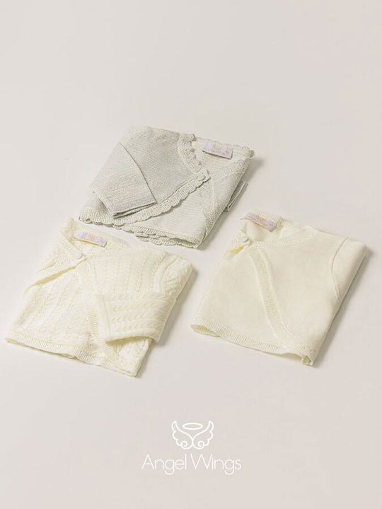 Angel Wings Beige Knitted Baptism Cardigan