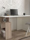 SteweHome Schreibtisch Arbeitszimmer Seitliche Bücherregal Weiß–Eiche 120×60×73 cm