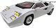 Lamborghini Countach Alb 1:24 Model Metalic Replica Lumini Sunete Uși Tip Foarfece