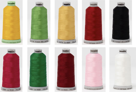 Madeira Embroidery Thread Set 10,000 M Polyester Consisting 10 Cones 1000 Meters Each