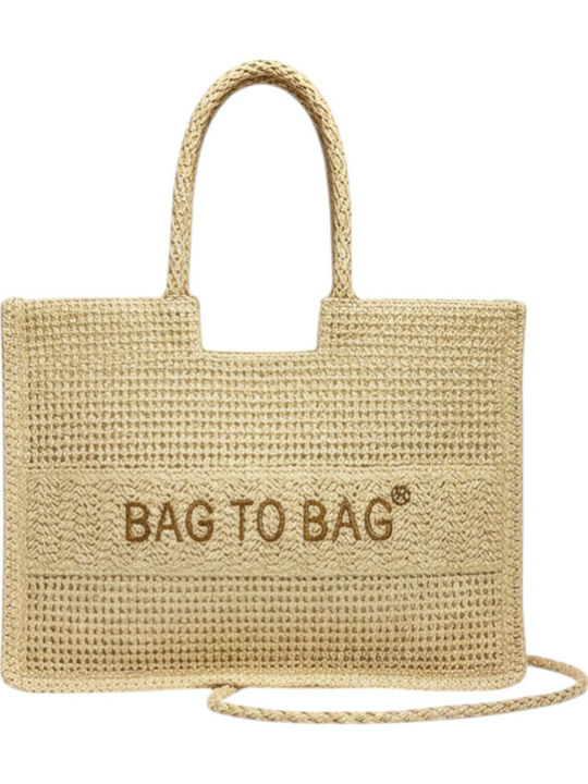 Bag to Bag Ψάθινη Τσάντα Θαλάσσης Πορτοκαλί