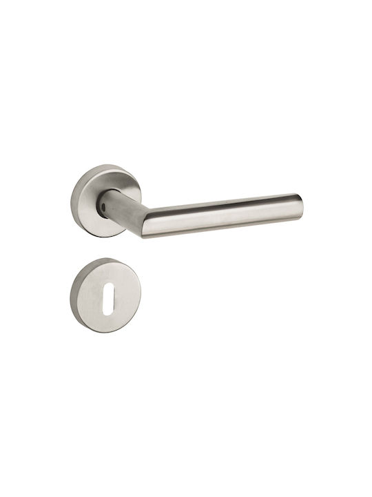 Intesa Middle Door Lever With Silver Rosette