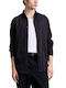 Long Sleeve Cotton Shirt in Narrow Fit Blue
