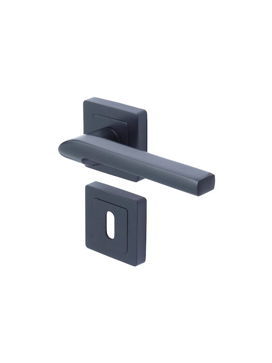 Yale Middle Door Lever With Black Rosette