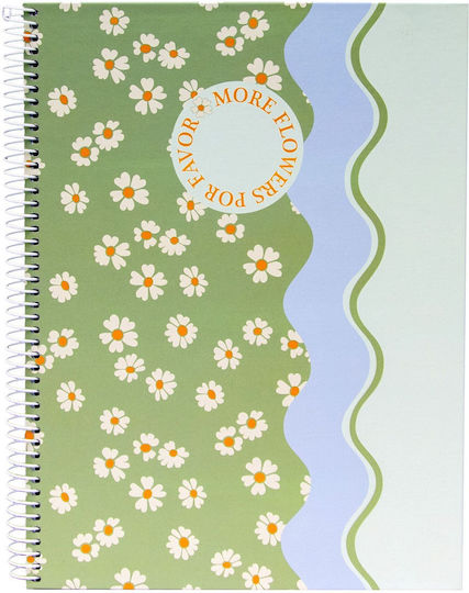 Spirale Schulheft B'log Flowers Waves A4 80 Papiereinlagen