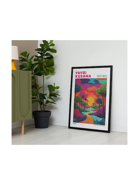 Poster Yayoi Kusama River Sunset Art334 60cm X 90cm Black Wooden Frame