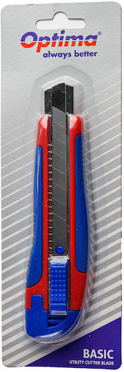Cuttere Optima Cutter Optima Basic 18mm Sk7 Blade Metal Rail Abs Rubber Grip