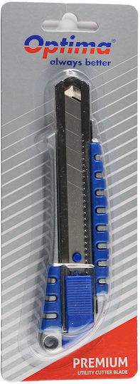 Cuttere Optima Cutter Optima Premium 18mm Lamă Sk5 Șină Metalică Aluminiu Mâner Cauciucat
