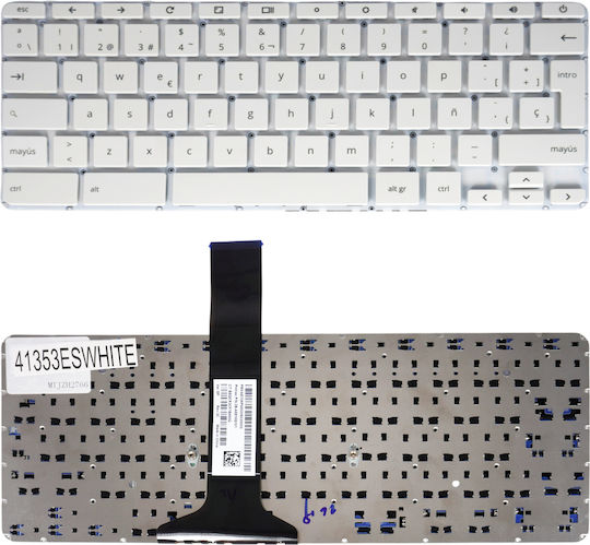 Испанска Клавиатура За Лаптоп Hp Chromebook 11-g2 11-g3 11-g4 11g2 11g3 11g4 11 G2 11 G3 11 G4 788699-001 788699-071 788639-071 Es Без Рамка Бяла Код 41353eswhite