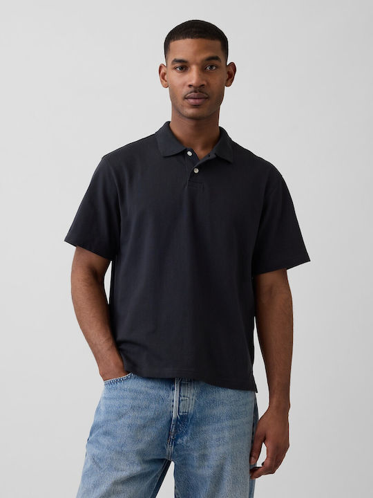 GAP Polo Herrenbluse Kurzarm Schwarz