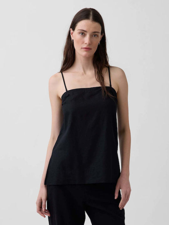 GAP Women's Summer Sleeveless Linen Blouse Black