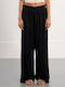 Damen Stoffhose in Breit Bein Stil Schwarz
