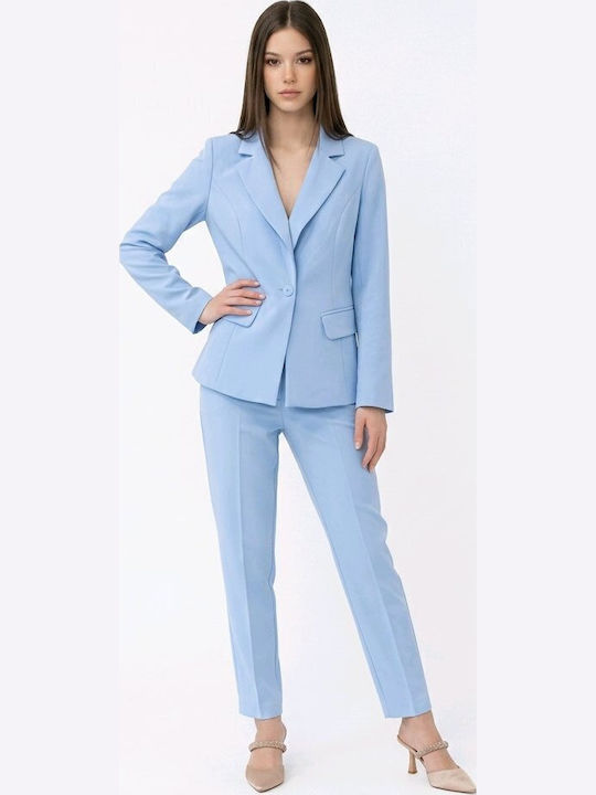 Benissimo Women's Light Blue Suit Slim Fit