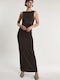 Summer Maxi Evening Dress Brown