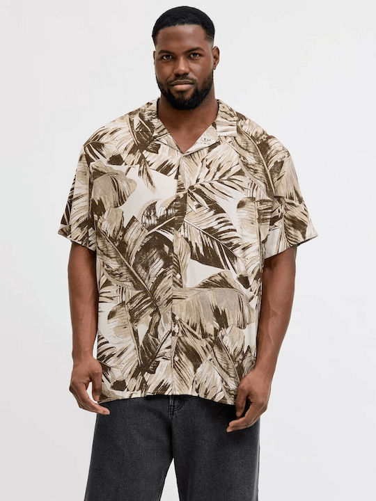 Jack & Jones Къс Ръкав Риза Флорален Бежово-кафяв