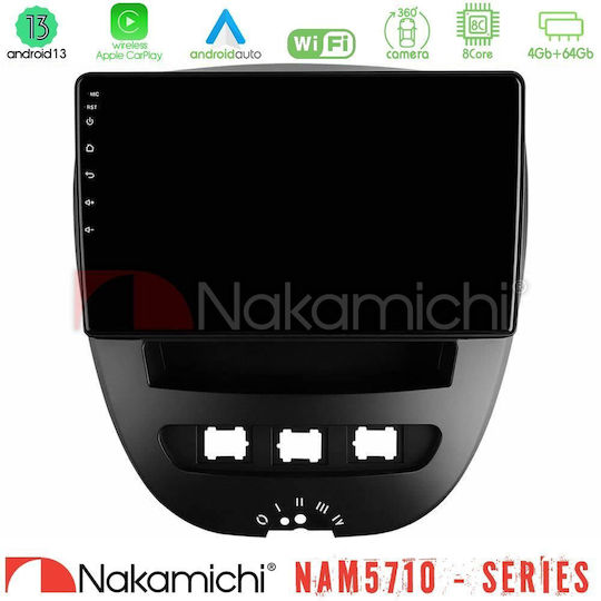 Nakamichi Car Audio System for Peugeot 107 Toyota Aygo Citroen C1 2005-2014 Bluetooth USB Wi-Fi GPS Apple CarPlay Android Auto with 10 Inch Touch Screen