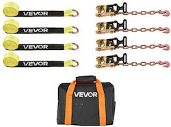 Vevor Wheel Chock Tie-down Kit Tire-style Tow Dolly Strap Car Tie Down Kit Heavy-duty Hook Break Strength 4540 Kg & Working Load 1512 Kg Motorcycle Tie-down System Atv Suv Snowmobiles