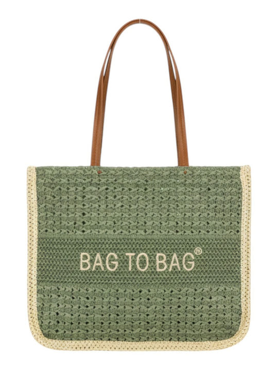 Bag to Bag Ψάθινη Τσάντα Θαλάσσης Πράσινη