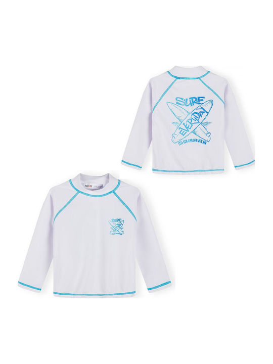 Minoti Kinder Badebekleidung Rashguard mit langen Ärmeln Weiß Blau