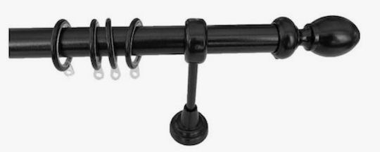 Import Hellas Μεταλλικό Κουρτινόξυλο Νο 6 Μονό Φ25mm 160εκ. Μαύρο Ματ